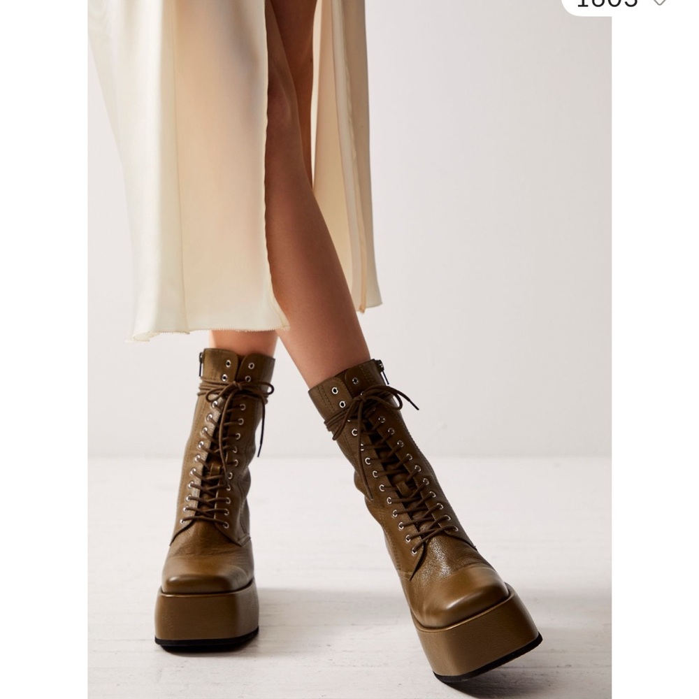 Free People Arlyn Platform Boots; Khaki (olive green); size 8